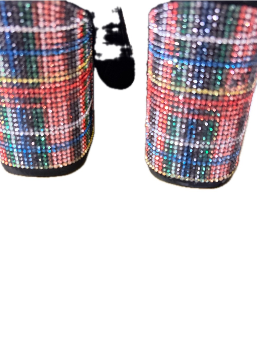 Betsy Johnson Black Suede Ankle Boots with Multicolor Embellished Heel Size 10 - Picture 5 of 6